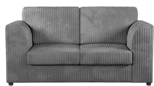 Sofa Selection’s Jumbo Cord High Back 2-Seater Sofa | Luxurious High Back 2-Seater Sofa In Grey Soft Cord Fabric Elevate Your Space with a Compact yet Comfortable Seating (Grey, 2 Seater)