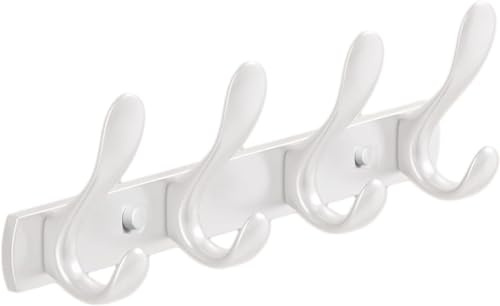 YUET 4 Crochets de porte pour manteaux, serviettes de salle de bain, crochets muraux à vis fixes – Cintre robuste – Porte-peignoir en acier inoxydable pour chambre à coucher ou cuisine, fixation