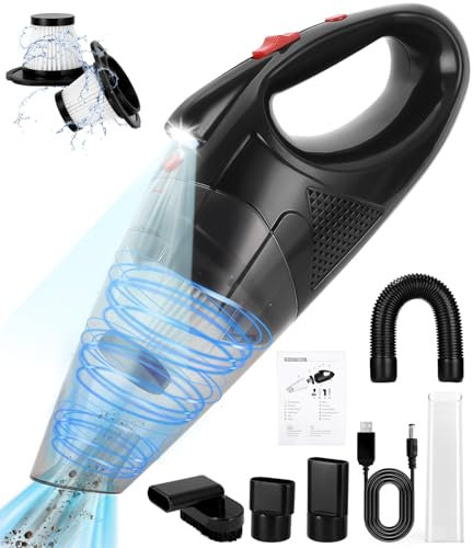 TIDEVAN Aspirateur Voiture sans Fil,9000PA Aspirateur à Main avec LED Aspirateur à Main sans Fil Rechargeable, Portable Mini Aspirateur a Main USB mit Filtre HEPA pour Nettoyage de Voiture et Maison