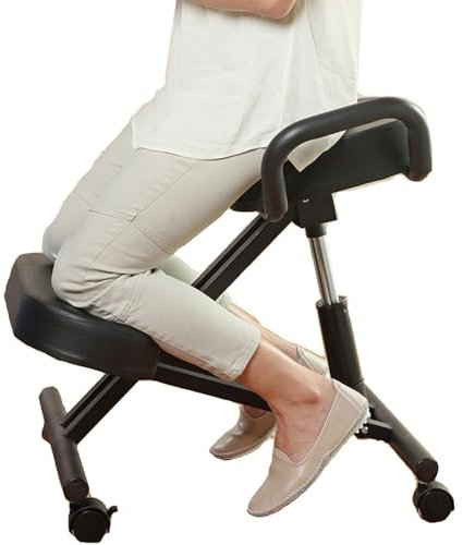 ASerZenith Schreibtisch-Kniestühle Haltungsstuhl für Schreibtisch - Ergonomischer Stuhl Kniestuhl mit Armlehne - Haltungsstuhl für Computerarbeiter Yoga-Liebhaber Meditation Fana