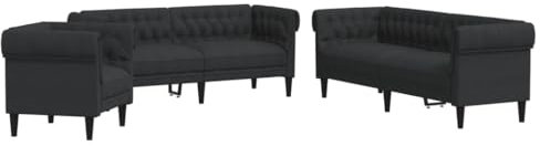 Willood Sofagarnitur Sofa Modernes Sofa für Wohnzimmer Schlafzimmer Büro Schwarz Stoff 1-Sitzer + 2-Sitzer + 3-Sitzer