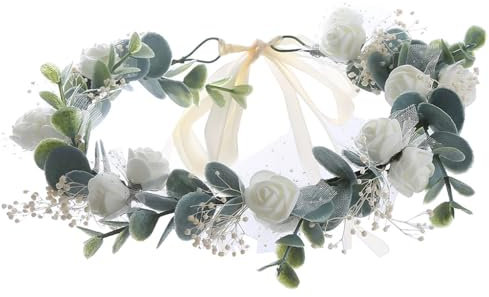 Ouceanwin Corona di fiori, accessorio per capelli, per matrimonio, fiori secchi, accessorio per capelli da sposa, corona per capelli, comunione, copricapo per sposa, damigella d'onore