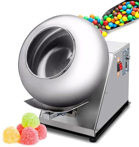 RSQQL Mini máquina laminadora de Chocolate,Máquina pulidora de Recubrimiento de Chocolate de 2-5kg/H,Velocidad de rotación Ajustable,Máquina Secadora de Recubrimiento de Bolas de azúcar