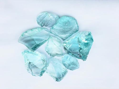 V-PREMIUM SOLUTION Glasbrocken Türkis 10 kg (5-10 cm) – Recyceltes Dekoglas für Biokamine, Gabionen & Garten | Wetterfeste Steine für Bodenvasen & Außenbereich