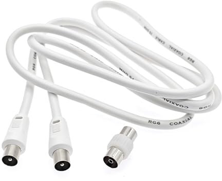 JZK 1.5m Cavo prolunga antenna TV RF maschio-maschio con connettore adattatore femmina, cavo coassiale antenna satellitare per DVD, VCR, SKY, Virgin, ricevitore BT, TV Box