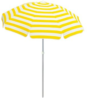 MERYLIN SHOP Ombrellone da Spiaggia in Cotone 200 cm con Snodo – Palo Acciaio Ø32 mm + Custodia Tracolla (GIALLO)