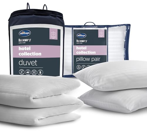 Silentnight Hotel Collection Bed Set - Luxury Hotel Quality 13.5 Tog Duvet and Pillow Pair Bundle - Premium Soft & Silk Touch - Hypoallergenic and Machine Washable, Super King