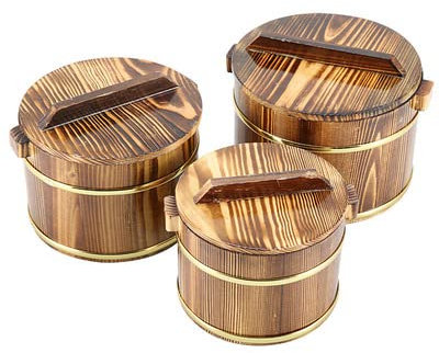 Bol à Riz Japonais en Bois avec Couvercle, récipient pour mélanger Le Riz à Sushi, ustensile de Cuisine pour Restaurant, Accessoire pour Sushi, 18 cm ()
