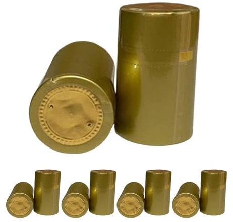 predolo 100 Stück Flaschenverschlüsse für Wein, Schrumpfkapseln, Schutzabdeckungen für Flaschen, Gold