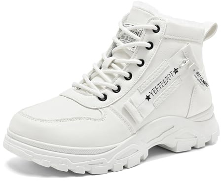 Yeeteepot Damen Winterstiefel Warm Gefütterte Winterschuhe Rutschfeste Stiefeletten Kurzschaft Stiefel Winter Outdoor Schneestiefel Weiß 39 EU = Etikett 40