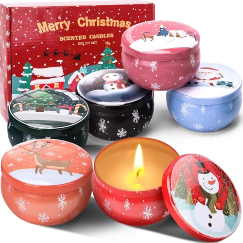 Velas Aromáticas de Navidad 6 paquetes, Regalos para mujeres, para Navidad, cumpleaños, día de San Valentín, día de la madre