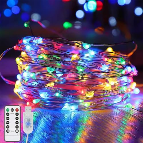 Koboko LED Lichterkette mit USB, 3M 30 LED Kupferdraht Lichterkette mit 8 Modi, Farbiges Lichterketten Innen Außen, Dekorative Lichter für Schlafzimmer, Garten, Weihnachten, Hochzeit, Geburtstagsdeko