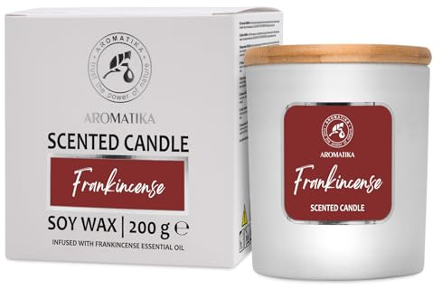 Vela Perfumada Incienso 200 g - Vela Aromática con Aceite Esencial de Incienso - Cera soja - Aromaterapia - Fragancia para Hogar - Candle de Regalo - Idea para Cumpleaños - Navidad