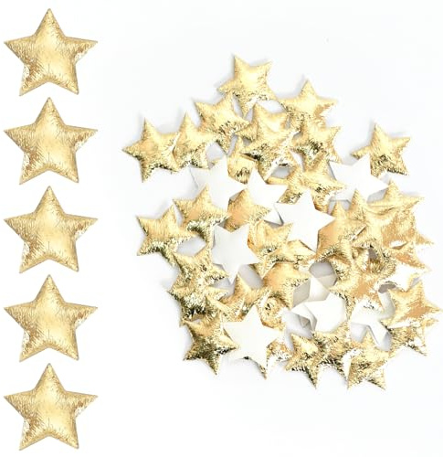 Confezione da 100 Stelline e Coriandoli a Forma di Stella in Oro, con Lustrini Scintillanti e Glitter su Tessuto per Decorazioni Fai da Te, Feste, Compleanni, Festival (1,5 cm)