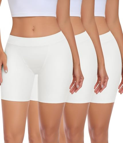 Niwicee Cycling Shorts Womens Anti Chafing Seamless Boxer Shorts Underwear Ultra Soft Safety Boyshorts for Under Dresses Running Yoga Legging Knickers 3 Pack