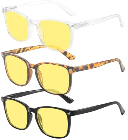 HTTDSLF 3 Pair Lunettes de Nuit Polarisées, Lunettes de Conduite de Nuit, anti-éblouissement et protection UV 400, anti Eblouissement de Vision Nocturne pour Conduire