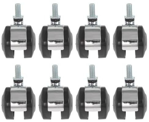 Abaodam Roues de Chaise de Bureau 8pcs en Alliage 1,5 Pouces, Silencieuses avec Frein de Sécurité, Idéales pour Mobilier de Gaming et Usage Domestique
