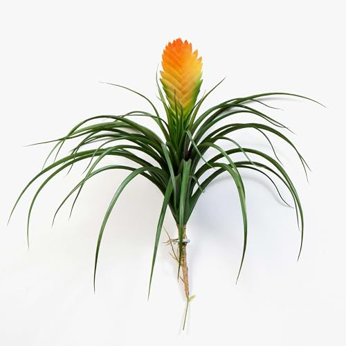 artplants.de Vriesea Benicia décorative, Jaune-Orange, 30 cm | sur Tige - Plante succulente Artificielle