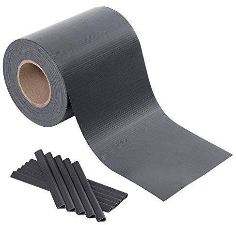 SONGMICS GPJ070H Sonmics GPJ070H-Rollo de Paneles Protectores para Vallas, PVC, 2 Rollos, 35 m x 19 cm, extragruesos, 50 Clips de fijación, Color Gris, Antracita, 70 m x 19 cm
