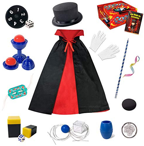 Heyzeibo Zauberkasten - Zaubertricks Set für Kinder mit Zauberstab, Zylinder, Kostüm & vieles mehr, Neuheit Magie Requisiten Zauber Tricks Geburtstag Geschenk für Magier Junge Mädchen