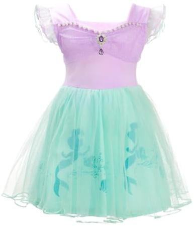 Lito Angels Kleine Meerjungfrau Prinzessin Arielle Kleid Kostüme Verkleidung für Mädchen Kinder, Größe 3-4 Jahre 104, Lila 265