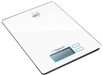 Sytech bascula de Cocina Digital, diseño ·Slim, 5 kg, Blanco