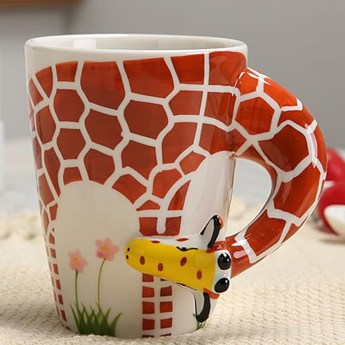 Arawat 3d Tassen Tier Giraffe Tasse Geschenk Lustige Tasse Kaffeetasse Keramik 400 ml Teetasse Tee Kaffee Becher Süße Geburtstagsgeschenk für Freund Jungen Frauen Männer