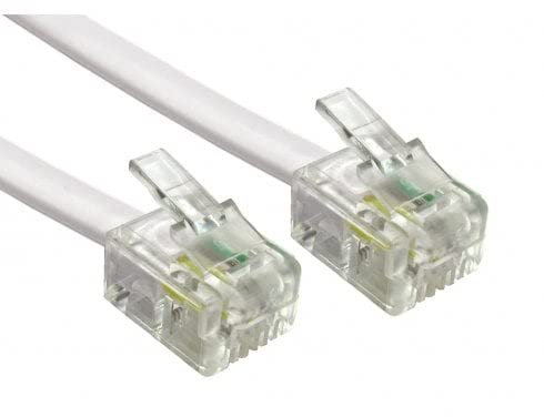 Cable Telefónico RJ11 de 4 Metros, Modular 6P4C, Western, Para Teléfono, Fax, Módem, Router DSL, VDSL, ISDN, Internet - Blanco