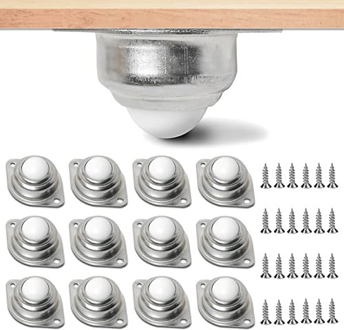 Brelet 12 pcs Universal Wheel Balls,2 Holes Industrial Ball Casters,Ball Transfer Bearing Roller,Castor Balls With Nylon Ball and 24 pcs Screws,for Home, Sofas, Display Cabinets, Shelves, Cabinets