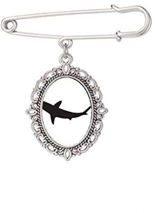 Umriss Ozeanhai-Brosche mit wilden Fischen, Anstecknadel für Kleid, Hemd, Schal, Clips, M