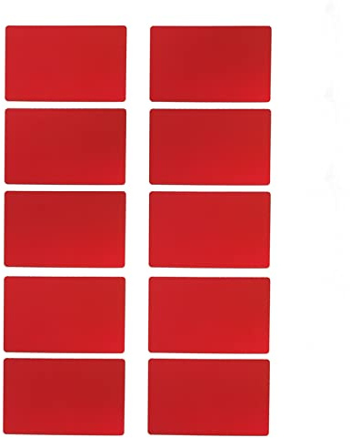 Estink 50 Stück Lasergravierte Metall-Visitenkartenrohlinge, 3,4 X 2,1 Zoll Dick (0,22 mm), Wasserdicht, Abriebfest, Hochwertige Aluminiumplatte, Einfaches Design, Tragbar (Rot) | Blankokarten, Lasergravur, 50 Stück, wasserdicht, für Personalisierung