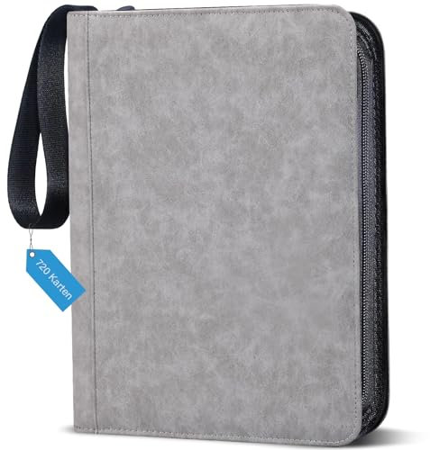 Karten Sammelalbum, 9 Tasche 40 Seiten Sammelkarten Album für 720 Karten, Sammelmappe Karten Tragbare Aufbewahrungstasche, Karten Ordner Mit SchutzbläTtern, Sammelordner Karten Wasserdicht Pu Leder