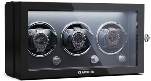 KLARSTEIN Caja para 3 Relojes, Vitrina Acrílico, Joyeros, 5 TPD, Caja Relojes Acrílico, Expositor para dar Cuerda Reloj, Relojero Organizador para Relojes Grandes, Organizadores
