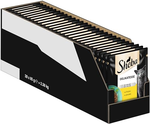 Sheba Delikatesse Katzen Nassfutter im Portionsbeutel mit Huhn in Gelee 28x85g