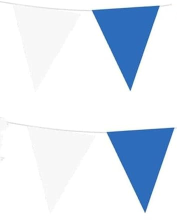 Wimpelkette mit 20 Wimpeln, 10 m, Weiß / Blau