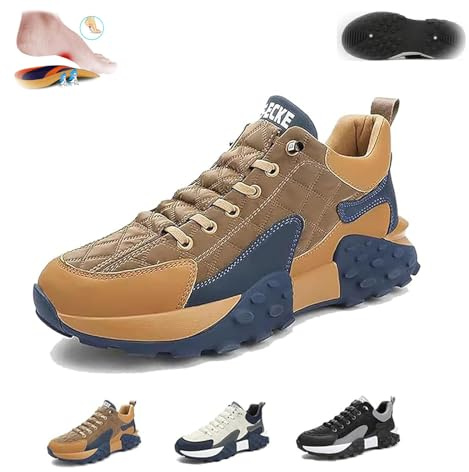 2024 Chaussures orthopédiques pour homme - Confortables avec coussin d'air - Respirantes et antidérapantes - Semelle épaisse - Chaussures de marche et de course, kaki, 42 2/3 EU