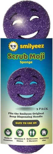 Scrub Moji - Esponja de fregar (juego de 3) - (morado) - Esponja de fregar hecha con espuma de polímero sensible a la temperatura - Esponjas de cocina y estropajos resistentes a las manchas y al olor