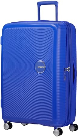American Tourister Soundbox - Valigia Grande Rigida, 77 cm - Trolley con 4 Ruote, Serratura TSA, Espandibile & Leggera, 97/110L, (Cobalt Blue)