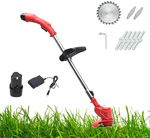 Electric Rotary Lawn Mower, Cordless, Cutting Width, Close Edge Cutting, Rear Roller, Manual Height Adjust, Foldable Handles, Easy to Maneuver