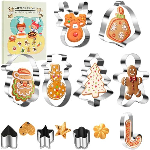 Christmas Cookie Cutters,Christmas Sandwich Cutter for Kids,10 Pcs Cookie Cutters Set,Bread Cutter Set,Fruit Cutters,DIY Mold for Kids Boys and Girls.