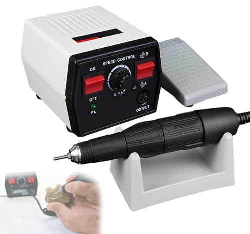 MGHRUE 50K RPM Handpiece Micromotor Polisher, Electric Micromotor, Polishing Machine with Foot Pedal Speed Control, Mini Grinder for Jewelry Ceramics Woodcarving