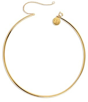 SINGULARU - Collana Line Chain. Acciaio con Placcatura Oro 18Kt. Choker Rigido con Chiusura Regolabile. Design Minimalista, Diametro 11 cm. Gioielli da Donna