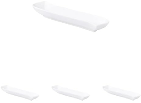 AMBITION Servierschale lang Welle/Kubiko 23 x 5,5 cm Porzellanschale Olivenschale Design Schale S-Form Dipschale Frühstücksschale Porzellan weiß (Packung mit 4)