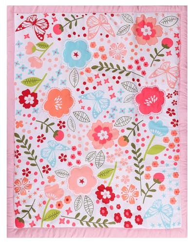 HMtideby Coperta floreale rosa per bambini, trapunta per lettino e culla, trapunte, per bambini e bambine, 80 x 104 cm