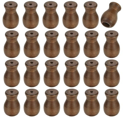 sourcing map 24Pcs Cord Knobs, Wood Cord Tassel Drops Pull End Pendant Hanging Ball Pulls for Window Blinds Shade Curtain Craft, Brown Cylinder