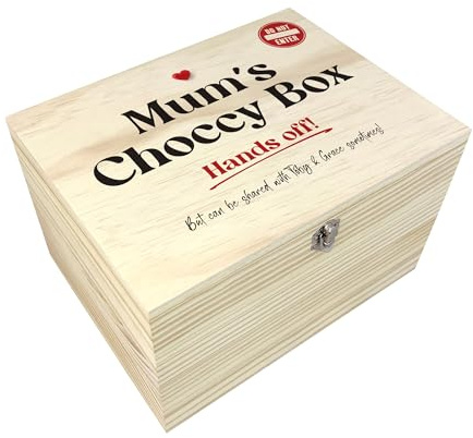 The Lovely Keepsake Company Personalised Mum's Snack/Choccy Box Pine Hamper Box | Mother's Day Present, Birthday Gift for Her | W16cm x D11cm x H9cm