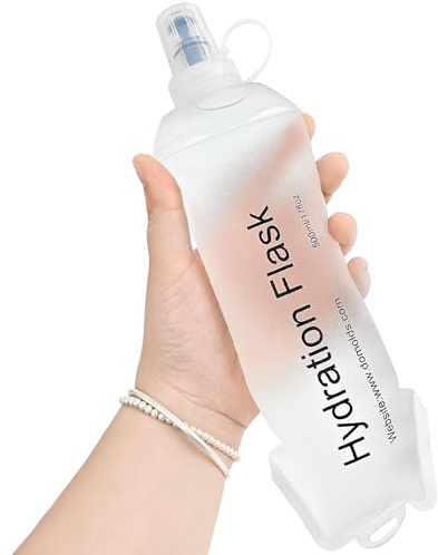 GYGYL Gourde souple 500ml, Flasque souple pliable en TPU pour sac d'hydratation, gilet de course, bouteille d'eau pliable anti-fuite pour randonnée, cyclisme, escalade, jogging - Blanc