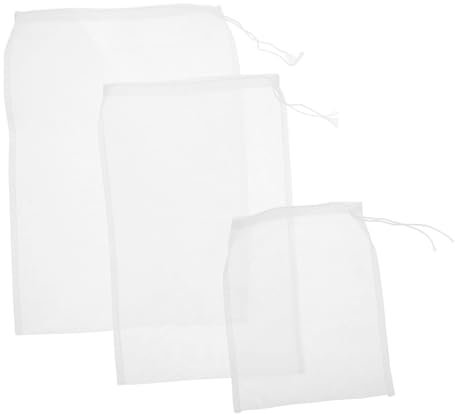 Warmhm 3pezzi Sacchetto Filtro Riutilizzabile Per Cucina Sacchetto Rete Per Filtrare Succhi Di Frutta Latte Di Noci e Impurità Adatto Per Acquari e Uso Multiuso