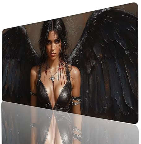 Tapis de Souris xxl 100x40x0.3cm, Grand Tapis Bureau Noir, Bords Cousus Antidérapant et Imperméable, Aile Mouse Pad Compatible Clavier Sans fil et Souris Sans Fil pour Bureau Gaming Accessoire GYL4347