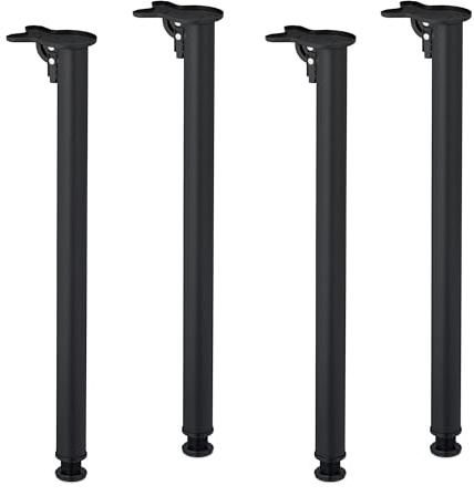 Relaxdays Gambe da Tavolo in Ferro, Set 4 Piedi Pieghevoli per Mobili, HxD 71 x 5 cm, Struttura Base per Tavolini, Nero